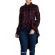 Women plaid long-sleeved shirt shirt printing low hem