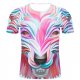 Men activities, party casual fashion, exaggerated large size cotton T-shirt, stripes, 3D, animal print round neck