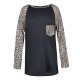 Women mother long-sleeved leopard shirt shirt T-shirt home service clothing