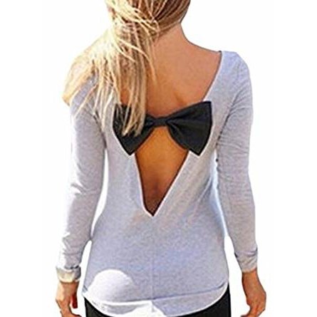 Women's halter bow tie long-sleeved T-shirt shirt blouse