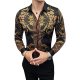 Slim retro men work shirt, print, color seat classic collar, long-sleeved