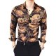 Men Retro Slim shirt, color classic collar, long-sleeved