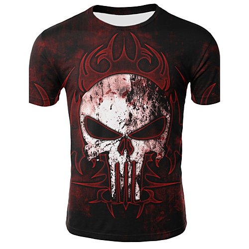 Men large size cotton T-shirt, geometric, animal, skull print round neck