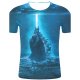 Men sports and chic, exaggerated large size cotton T-shirt, 3D, graphics, animal print round neck, short sleeves