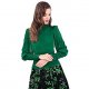 Women Network high-necked long-sleeved shirt Puff Green