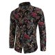 Men retro, big yards cotton shirt, paisley print spread collar, long sleeves